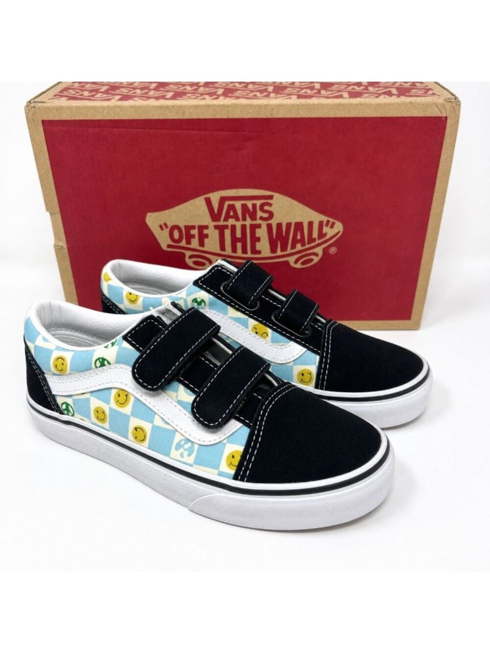 Vans Old Skool V Kids 2Y Melted Check Black Multi Shoes VN0A38HDBML